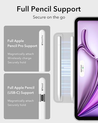ESR for iPad Air 13 Inch Case M2 (2024), iPad Pro 12.9 (2022/2021, 6th/5th/4th Gen), Powerful Magnetic Attachment, Slim Trifold Stand Case, Supports Pencil Pro & Pencil (USB-C), Rebound Series, Black in Kuwait