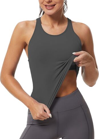 قمم دبابات Mathcat تجريب للنساء Racerback Basic Runks Tops Muscle Athletic Tops مع بنيت في حمالة صدرية in Kuwait