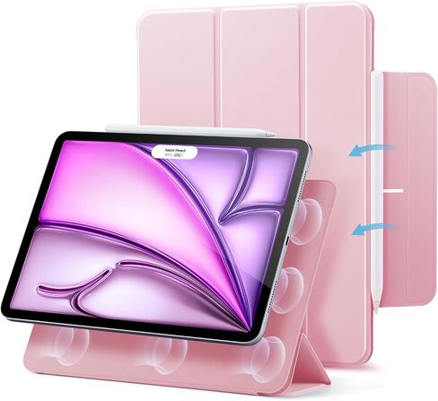 ESR لجهاز iPad Air 13 بوصة، حافظة M2(2024)، حافظة iPad Pro 12.9 (2022/2021، الجيل السادس/الخامس)، مرفق مغناطيسي قوي، حافظة رفيعة قابلة للطي، تدعم قلم رصاص Pro وقلم رصاص (USB-C)، سلسلة ارتداد، أسود in Kuwait