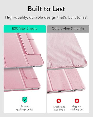 ESR لجهاز iPad Air 13 بوصة، حافظة M2(2024)، حافظة iPad Pro 12.9 (2022/2021، الجيل السادس/الخامس)، مرفق مغناطيسي قوي، حافظة رفيعة قابلة للطي، تدعم قلم رصاص Pro وقلم رصاص (USB-C)، سلسلة ارتداد، أسود in Kuwait