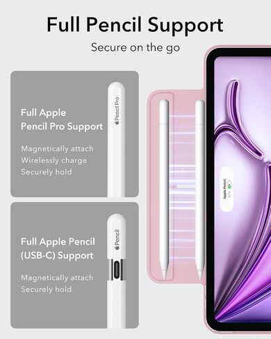 ESR لجهاز iPad Air 13 بوصة، حافظة M2(2024)، حافظة iPad Pro 12.9 (2022/2021، الجيل السادس/الخامس)، مرفق مغناطيسي قوي، حافظة رفيعة قابلة للطي، تدعم قلم رصاص Pro وقلم رصاص (USB-C)، سلسلة ارتداد، أسود in Kuwait