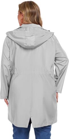 Zomva 2025 Plus Size 1x-4x Rain Stack Stuck Coat Longweight Lightweight Withit Hood Windbreaker Broftive Backets مع جيوب in Saudi Arabia