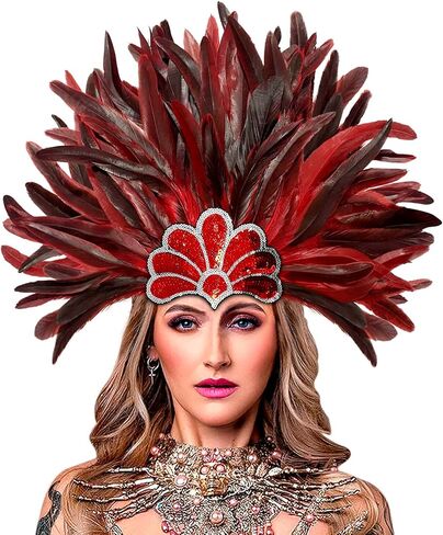 HOMELEX Women's Black Feather Headpiece Carnival Caribbean Headdress Showgirl Accessories in Kuwait