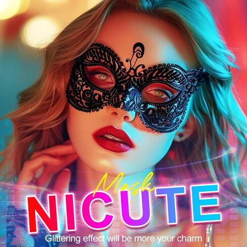 Nicute Lace Masquerade Mask for Women Black Masquerade Mask Eye Masks For Party Prom Ball Costume Mardi Gras Party Supply in Kuwait