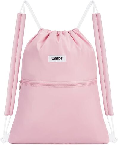 WANDF Drawstring Backpack Sports Gym Bag with Shoulder Pads Water Resistant String Bag Cinch Bag for Women Men (Black) in Saudi Arabia