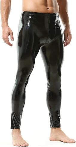 DTODWW Men's Faux Leather Pants Active Leggings Mens Tight Pants PU Long Trousers Skinny for Rock Yoga Dance in Kuwait