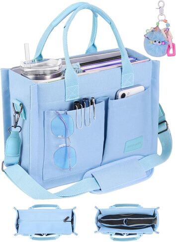 Canvas Tote Bag Purse for Women with Zipper Closure, Individual Compartments & Bottom Suppor in Kuwait