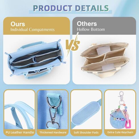 Canvas Tote Bag Purse for Women with Zipper Closure, Individual Compartments & Bottom Suppor in Kuwait