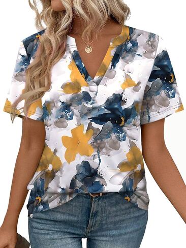 WEESO Womens Tops Summer Short Sleeve V Neck Blouses Business Casual Loose Fit Tshirts Trendy Fashion Outfits in Saudi Arabia