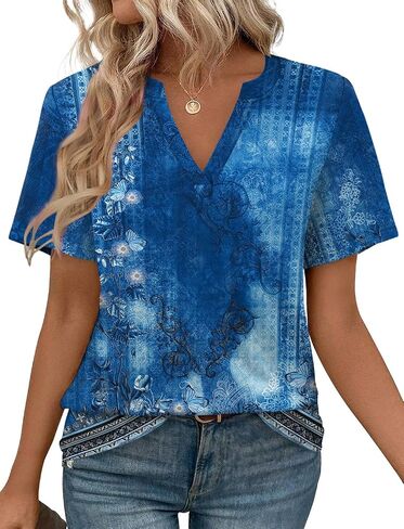 WEESO Womens Tops Summer Short Sleeve V Neck Blouses Business Casual Loose Fit Tshirts Trendy Fashion Outfits in Saudi Arabia