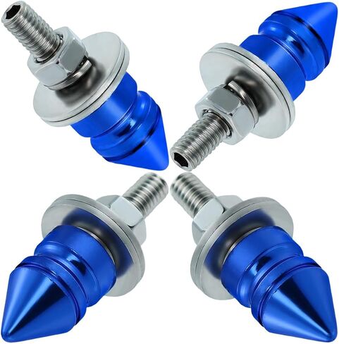 Spike License Plate Bolt Kit Aluminum Alloy Decorative Motorcycle License Plate Screw Frame Fasteners Fit Most Cars Truck Modified Vehicle Accessories 4 Pcs (Blue) in Saudi Arabia