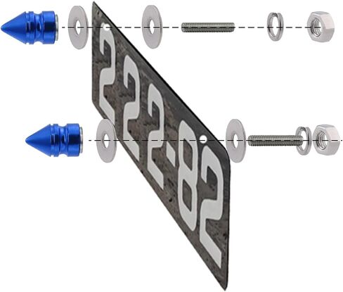 Spike License Plate Bolt Kit Aluminum Alloy Decorative Motorcycle License Plate Screw Frame Fasteners Fit Most Cars Truck Modified Vehicle Accessories 4 Pcs (Blue) in Saudi Arabia