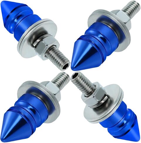 Spike License Plate Bolt Kit Aluminum Alloy Decorative Motorcycle License Plate Screw Frame Fasteners Fit Most Cars Truck Modified Vehicle Accessories 4 Pcs (Blue) in Saudi Arabia