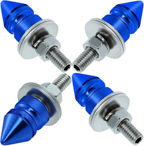 Spike License Plate Bolt Kit Aluminum Alloy Decorative Motorcycle License Plate Screw Frame Fasteners Fit Most Cars Truck Modified Vehicle Accessories 4 Pcs (Blue) in Saudi Arabia