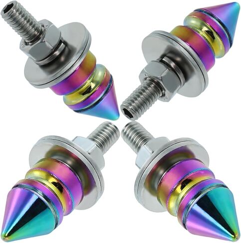 Spike License Plate Bolt Kit Aluminum Alloy Decorative Motorcycle License Plate Screw Frame Fasteners Fit Most Cars Truck Modified Vehicle Accessories 4 Pcs (Blue) in Saudi Arabia