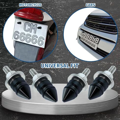 Spike License Plate Bolt Kit Aluminum Alloy Decorative Motorcycle License Plate Screw Frame Fasteners Fit Most Cars Truck Modified Vehicle Accessories 4 Pcs (Blue) in Kuwait