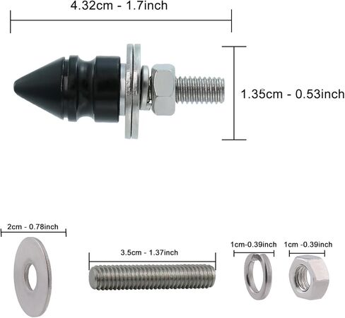 Spike License Plate Bolt Kit Aluminum Alloy Decorative Motorcycle License Plate Screw Frame Fasteners Fit Most Cars Truck Modified Vehicle Accessories 4 Pcs (Blue) in Kuwait