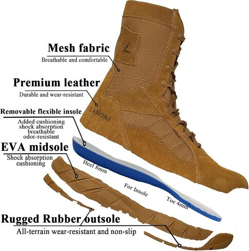 Lightweight Man Tactical Military Boots Combat Boots Anti-Collision Side Zipper Training Lace Up Outdoor Hiking Breathable Shoe in Saudi Arabia