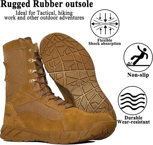 Lightweight Man Tactical Military Boots Combat Boots Anti-Collision Side Zipper Training Lace Up Outdoor Hiking Breathable Shoe in Saudi Arabia