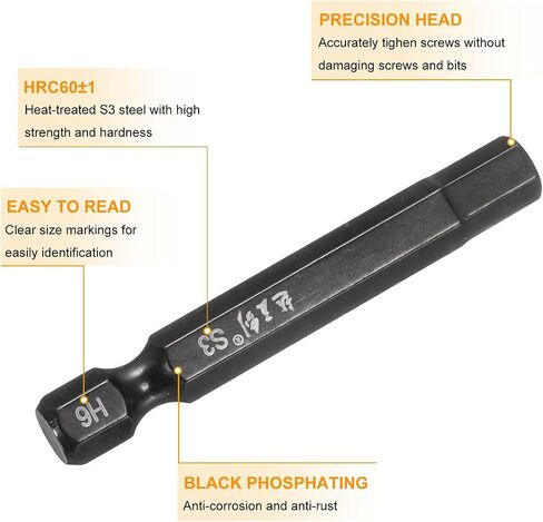 Harfington Hex Hex Hex Wick Bet Bit 6mm (H6) Metric 1/4 "Hex Shank 4" (100mm) S3 Steel Magnetic Impress in Saudi Arabia