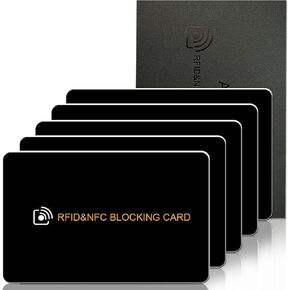 بطاقة حظر RFID AYAIM 5PACK ، حماية محفظة كاملة ، ودرع محفظة ، وحامي بطاقة الائتمان NFC مانع الخصم ، والوقاية من سرقة الهوية لجوازات السفر ، وهو يناسب تمامًا في المحفظة