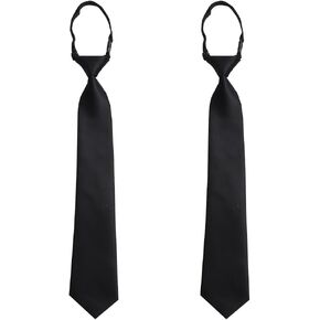 2 Pieces Adjustable Woven Zipper Pre Necktie For Kids Boys,Solid Color Tie For Kids Formal Wedding Graduation School Uniforms