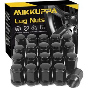 MIKKUPPA 20PCS 1/2-20 Lug Nuts - Replacement for 1991-2018 Ford Explorer, 1990-2012 Ranger, 1964-2014 Mustang Aftermarket Wheel - Black Bulge Acorn Closed End Solid Tire Lug Nut