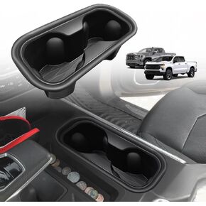 Muslogy Center Console Front&Rear Cup Holder Inserts Compatible with 2024 2025 Toyota Tacoma Accessories Middle Console and Rear Armrest CupHolder Silicone Rubber Organizer 2PCS Set
