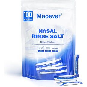100 Saline Packets, Neti Pot Salt Packets, Individually Wrapped Saline Packets for Neti Pots, Nasal Irrigation, and Squeeze Bottles & Sinus Relief | Sinus Care