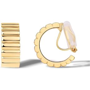 مقطع GOND GOLD FAN & LOUIS على أقراط طوق ، 14 ألفًا من الذهب المطلي بالذهب ، أطواق صغيرة مفتوحة ، مقاطع ، لأقراط للنساء العصرية غير المليئة بالأذنين خفيفة الوزن في سن المراهقة 2025