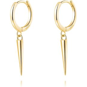 SLUYNZ Sterling Silver Spike Small Hoop Earrings for Women Teens Geometric Hoop Earrings Huggie Drop