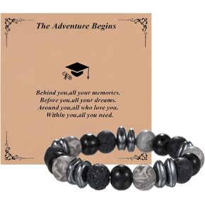 Class of 2025 Graduation Gifts for Him Her,Beaded Bracelets for Men,Cool Graduation Bracelets for College/High School/Middle School/Masters Degree/8th Grade/5th Grade