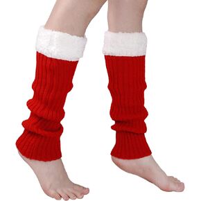 Leg Warmers for Women Winter Christmas Leg Warmer with Fuzzy Fur Cuffs for Dance Christmas Cosplay Costume Party
