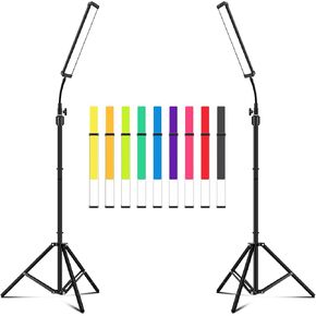 أدوات إضاءة الفيديو LED مع عصا العصا - ضوء استوديو التصوير ، حامل ثلاثي القوائم قابلة للتعديل و Hagibis Studio LED Video Light Kit - 9 مرشحات ملونة ، ترايبود قابل للتعديل ، لدفق الفيديو الصور