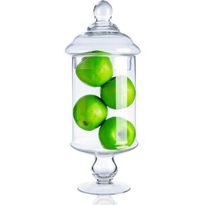Diamond Star Clear Glass Apothecary Jar Decorative Candy Buffet Jars Elegant Glass Storage Containers (Height: 15" Body: 6.5")