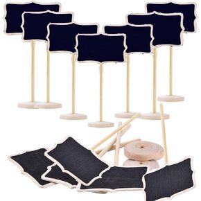 Black Vintage Style Mini Chalkboard مع STAND لعلامات لوحة الرسائل ، مجموعة من 10