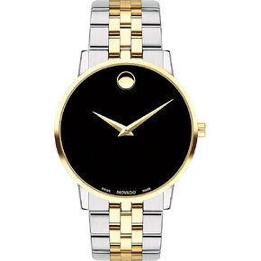 Movado Museum Classic Men Men Watch Watch - حركة سويسرية ، سوار من الفولاذ المقاوم للصدأ ، مقاوم للماء إلى 3ATM - ساعة كلاسيكية - هدية له - 40 مم - 40 ملم