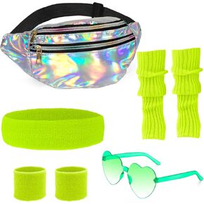 الزي الثمانينات تجريب للنساء تدفئة الساق النيون معصم الرأس معصمه المجسم in Kuwait