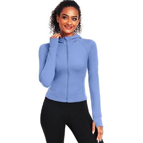 Cadmus Butterluxe Women's Long Sleeve Stryeve Juckets Hoodie Full Zip Slim Fit Crops مع ثقوب الإبهام تعمل