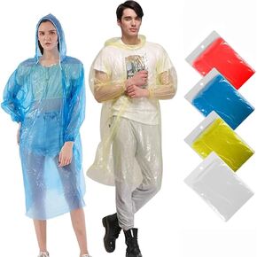4/5/Family 4 Pack Disposable Rain Ponchos, Pocket Size Emergency Family Pack, 40% Thicker Rain Ponchos with Hood