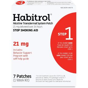 Habitrol Nicotine Transdermal System Patch - Stop Smoking Aid - Step 1 (21 mg), 7 Patches (1 Week Kit)