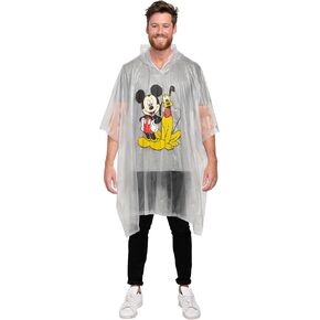 Disney Mickey Mouse Rain Poncho Hoodie Print Unisex Adult (Mickey Mouse & Pluto)