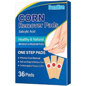 36 Pack Salicylic Acid Corn Remover Pads – Corn Removers for Toes & Feet – Protects from Shoe Pressure and Friction – Suitable for Adults, Seniors, Nurses, Hikers, Athletes