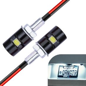 2 PCS دراجة نارية لوحة الضوء ، مصابيح العلامة المقاومة للماء لصحن الترخيص ، مصابيح LED LED مشرقة فائقة ، مصابيح ترخيص المسمار المسمار لمصابيح CAR للدراجات النارية RV ATV (أبيض)