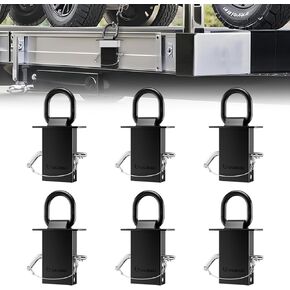 Stake Pocket D Ring for Trailer Heavy Duty, D-Ring Stake Pocket Tie Downs Galvanized Black with Anti-Loss Cord and Gloves Breaking Load 16,200lbs (6 Set)