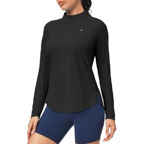 Iuga Rash Guard for Women Upf 50+ قمصان الجولف للمرأة القمصان UV حماية القمصان Quarter Zip Workout قميص