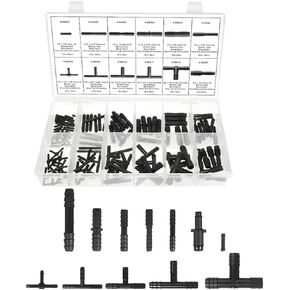 113PCS Car Vacuum Line Connector Kit, Heat Resistant Automotive Vacuum Tubing Tee Straight Reducer Fitting Assortment, Vehicle Replacement Accessories, Universal Fit