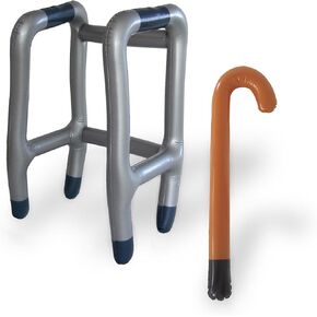 مجموعة من قصب Walker Walker المضحكة-GANGY MAN OLD GAG GAM ، و PORTIME COLLE COLLE COLLE CANE STACK ، فوق زخارف تقاعد التل ، الدعائم حفلة عيد ميلاد ، هدايا هفوة للرجال-2 قطع