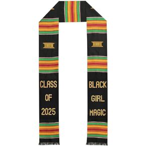 Magic Graduation Stole Class of 2025 Black Kente Cloth African Graduation Stole Scarf Supplies