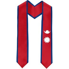 Nepal Flag Graduation Sash Satin Scarf 72" Stole for Abroad Student International Study Class